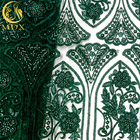 Dostosowana szmaragdowo zielona haftowana koronkowa tkanina zroszony cekinową dekoracją