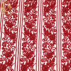 Czerwona koronkowa tkanina 3D z koralikami Ręcznie haftowana cekinami