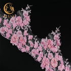 Fashion Bridal 3D Flower Lace Trim 135cm Szerokość Ręcznie kolorowe haftowane