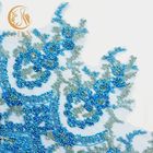 Wspaniała odzież Niebieska modna koronkowa dekoracja wykończeniowa 1 jard z kamieniami