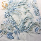 Ekskluzywna haftowana koronkowa tkanina 3D dla nowożeńców o szerokości 135 cm z dzianiny z piórami