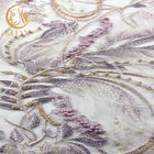 Ekskluzywna haftowana koronkowa tkanina 3D dla nowożeńców o szerokości 135 cm z dzianiny z piórami