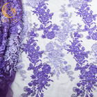 OEM Handwork Fioletowy zroszony francuska koronkowa tkanina haftowana
