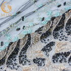 Wspaniała koronkowa tkanina z koralikami, cekinowa, poliestrowa tkanina z siatki nylonowej na suknię wieczorową