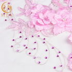 53-calowa kwiecista haftowana koronka 20% poliester ręcznie robiona różowa koronka w kwiaty
