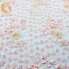 Wielokolorowa tiulowa tkanina z koronki kwiatowej 3D Nylonowa tkanina z koronki haftowanej