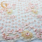 Wielokolorowa tiulowa tkanina z koronki kwiatowej 3D Nylonowa tkanina z koronki haftowanej