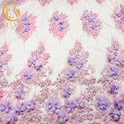 Miękka tkanina z koronki kwiatowej 3D o szerokości 135 cm, tiulowa, ręcznie haftowana tkanina z siatki
