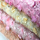 Francuska tkanina 3D z koronki kwiatowej zroszony ręcznie wykonana z różowej koronki 1 jard