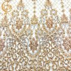 Haft Handmade Koronkowy materiał w kolorze złotym MDX Koronkowa tkanina na suknię ślubną