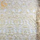 Francuska miękka, ręcznie robiona koronkowa tkanina z koralikami Haft rozpuszczalny w wodzie 80% nylonu
