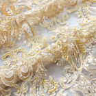 Francuska miękka, ręcznie robiona koronkowa tkanina z koralikami Haft rozpuszczalny w wodzie 80% nylonu