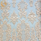 Unikalny jasnoróżowy ręcznie haftowany materiał koronkowy Wygodny 80% nylon