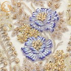 Dostosowana tkanina z koralików z koronki 80% nylon ręcznie haftowana