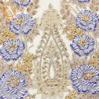 Dostosowana tkanina z koralików z koronki 80% nylon ręcznie haftowana