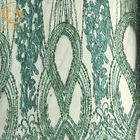 Wyrafinowana zielona koronkowa tkanina z koralików / koronkowa tkanina na suknię ślubną