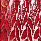 Czerwony nigeryjski ślub 3D haftowana koronkowa tkanina rozpuszczalna w wodzie o długości 1 stoczni