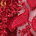 Czerwony nigeryjski ślub 3D haftowana koronkowa tkanina rozpuszczalna w wodzie o długości 1 stoczni