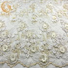 Świecący materiał z koronki ślubnej z dżetów / francuska koronkowa tkanina na suknię ślubną