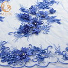 Koronkowa tkanina MDX Royal Blue / Koronka z koralikami Skomplikowany wzór
