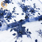Ciemnoniebieska suknia ślubna Koronkowa tkanina o szerokości 55 cali Dekoracja dżetów