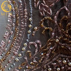 Fioletowe koraliki 3D Koronkowe tkaniny ślubne Wielokolorowe 91,44 cm Długość z cekinami