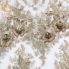 Koralikowa suknia ślubna Koronkowa tkanina Szerokość 135 cm Ręcznie haftowana 1 jard
