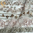 Dostosowana złota haftowana koronkowa ręcznie robiona z koralików dekoracyjna koronkowa tkanina