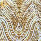 Błyszczące cekiny Haftowana siatkowa koronka / Koronka ze złotymi koralikami 80% nylonu
