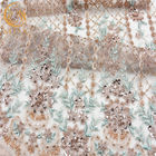 Złota błyszcząca cekinowa koronkowa tkanina tiulowa haft rozpuszczalna w wodzie na suknię wieczorową