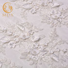 MDX Zroszony Białe Koronkowe Tkaniny 140 cm Szerokość Luksusowe Z Kwiatami 3D