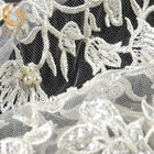 Unikalna biała haftowana koronkowa tkanina z pereł Dekoracja 135 cm 140 cm szerokości