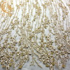 Złota 140 cm Szerokość Haft maszynowy Koronka Dostosowana koronkowa tkanina na sukienki