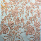 Ładna nylonowa haftowana tkanina z koronki / różowa koronka Materiał 91,44 cm Długość
