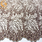 Afrykańska koronkowa tkanina z koralikami z brokatem 140 cm szerokości haftu