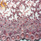 ODM Fuksja Koronkowa tkanina haftowana 80% nylonu z brokatową dekoracją