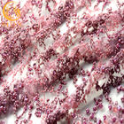 ODM Fuksja Koronkowa tkanina haftowana 80% nylonu z brokatową dekoracją
