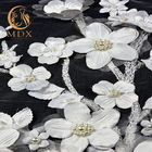 Tiulowa koronka ślubna dla nowożeńców 25cm z dekoracją kwiatową 3D z koralikami