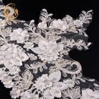 Ubranie Białe 3D Kwiatowe Koronkowe wykończenia Hafty Dostosowany rozmiar 80% nylon