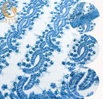 Haftowany koralik ręcznie robiony koronkowy materiał o szerokości 140 cm z perłami