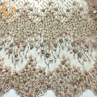 Złoto afrykańskie koraliki ręcznie haftowane koronki tkaniny z aplikacjami