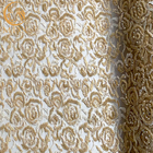 Złota tiulowa haftowana zroszony ciężka ręcznie robiona koronkowa tkanina na sukienki