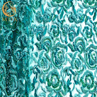ODM Miętowo-zielona ręcznie robiona koronkowa tkanina z koralikami o szerokości 135 cm