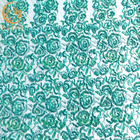 Dostosowana zielona, ​​ręcznie robiona koronkowa tkanina ślubna z koralikami