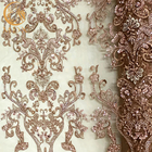 A4 wzór Haftowana sukienka z koralikami Koronkowa tkanina z dekoracją z pereł