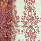 Koronkowa tkanina z różowej koronki OEM na wieczorową sukienkę
