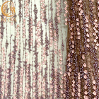 Fioletowa tkanina z koronki kwiatowej 3D z haftem z koralików na nylonowej siatce
