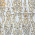 3D suknia ślubna haftowana tkanina zroszony koronkowy fantazyjny kwiatowy wzór