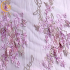 Sukienka druhna 3D Kwiatowa koronkowa tkanina z haftowanymi koralikami