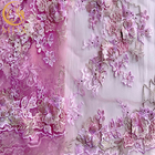 Sukienka druhna 3D Kwiatowa koronkowa tkanina z haftowanymi koralikami